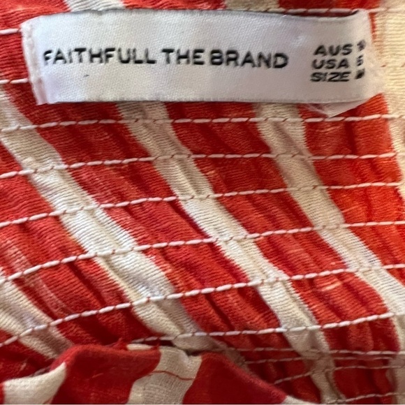Faithfull The Brand Mazur Strapless Striped Linen Top Smocked US 6 Peplum - Picture 12 of 15